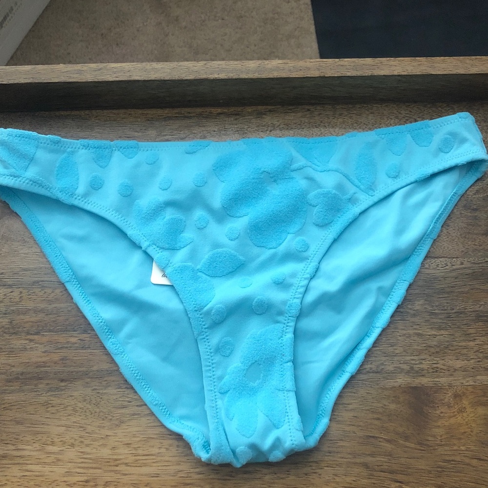aerie Turquoise Textured Floral Bikini Bottom